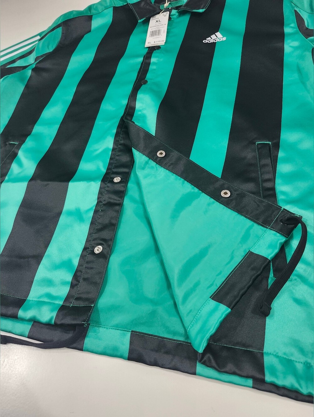 Adidas Originals Satin Coaches Snap Jacket Green Black Mens Size XL $110 IB8393 - Picture 4 of 8